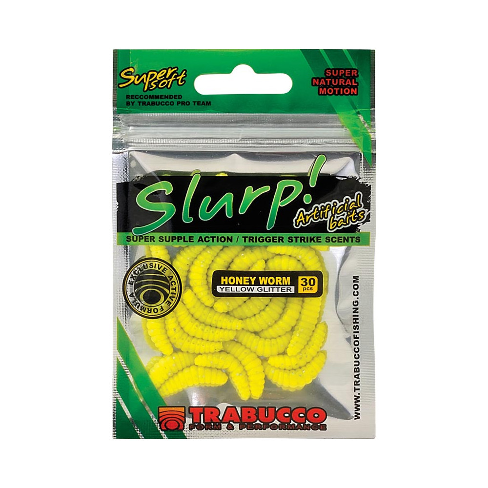 CAMOLE SILICONE SLURP BAIT HONEY WORM YELLOW GLITTER